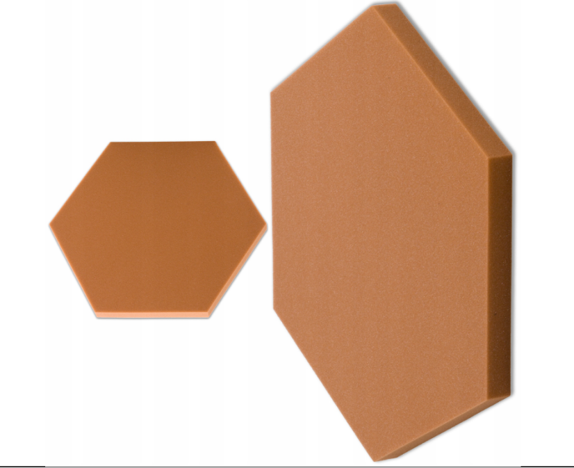 Akustický panel Hexagon 50x50cm, tloušťka 3cm, hnědý