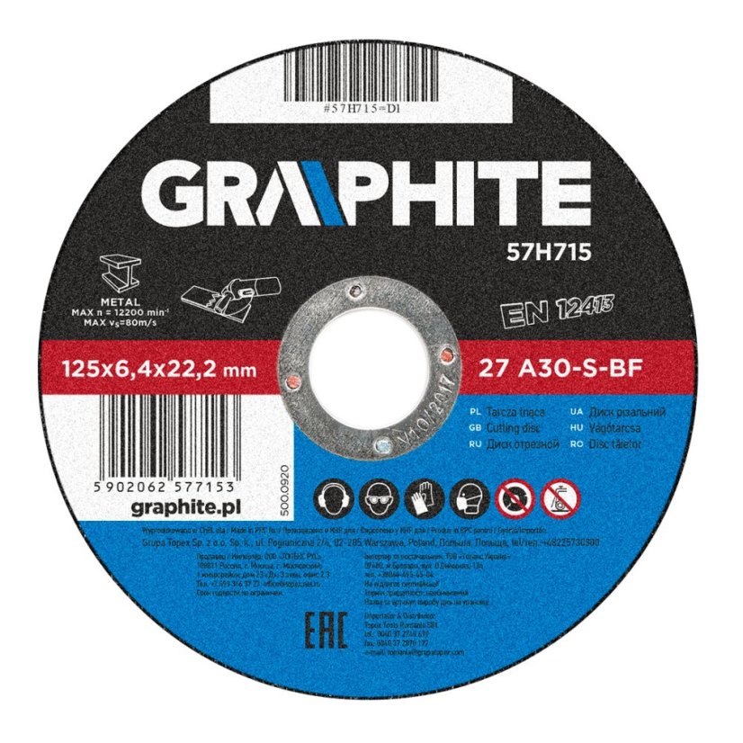 Brusni disk za metal, 125 x 6,4 22,2 mm, 27 A30-S-BF 57H715