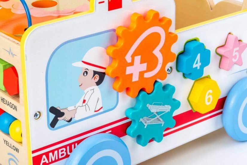 Fa készségfejlesztő járóka kockákkal DOCTOR