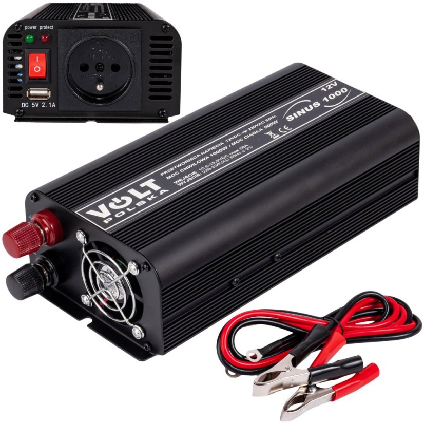 Feszültség átalakító 1000 12V/230V 500W 1000VA