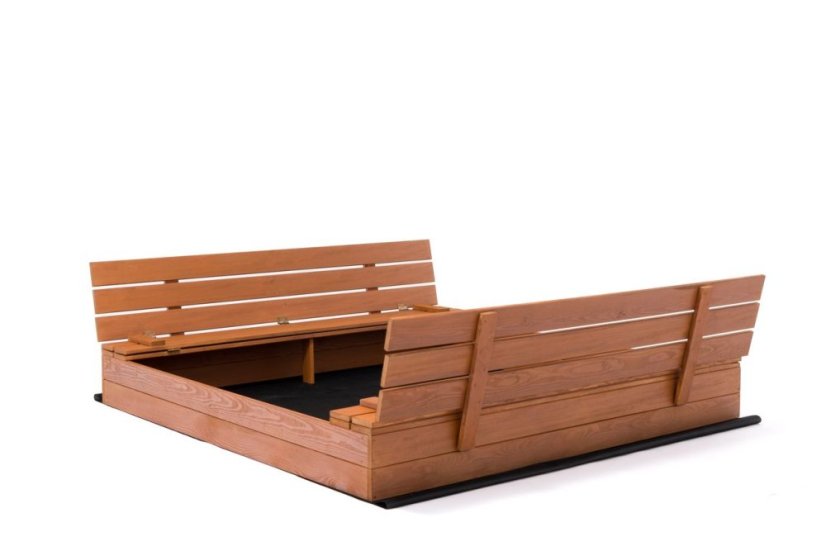 Sandkasten mit Bänken 160cm imprägniert + Abdeckfolie + Agrotextil SUN