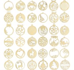 Drevené vianočné ozdoby na stromček 36ks