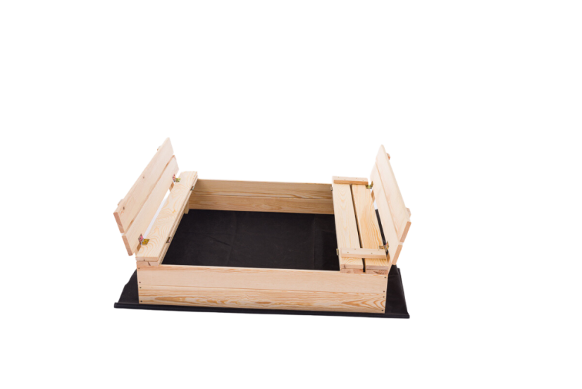 Sandkasten mit Bänken 120cm + Abdeckung + Agrotextil SUN