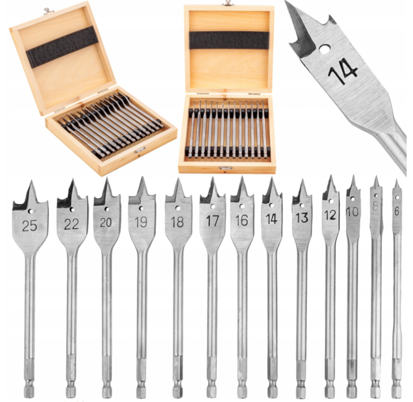 Holzbohrerset flach 13 Stk. 6-25mm