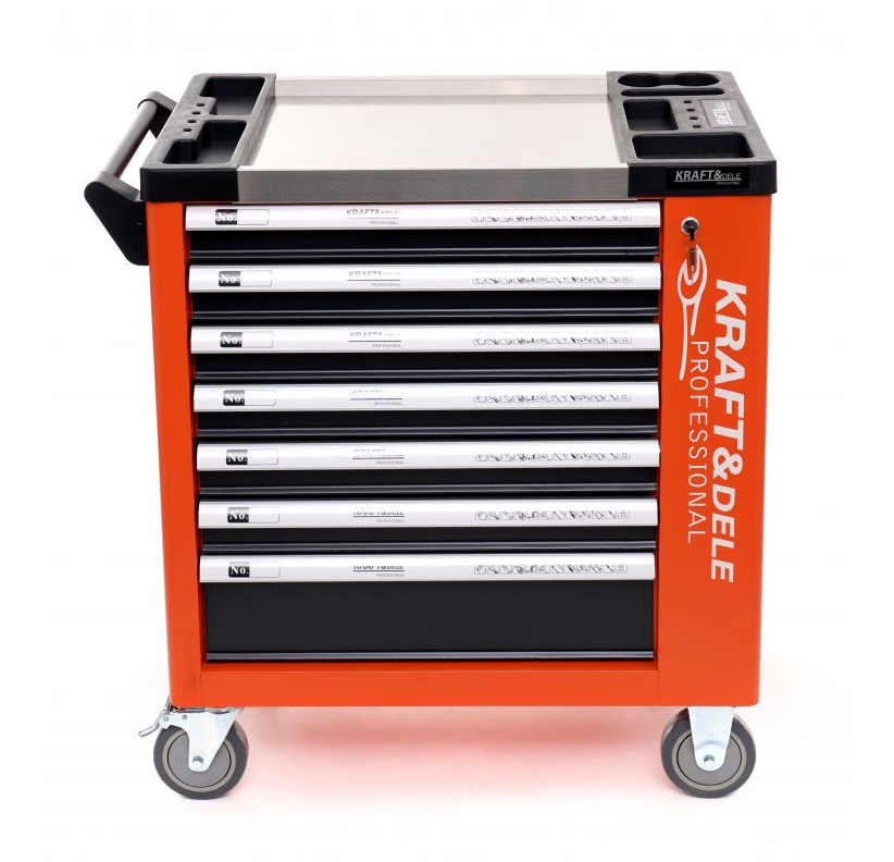 Cărucior pentru scule de atelier 258pcs - 7 sertare KD1067