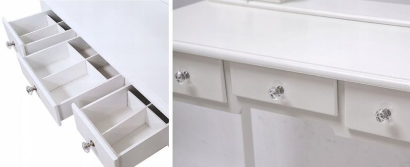 Fésülködőasztal LED tükör és rózsaszín zsámoly