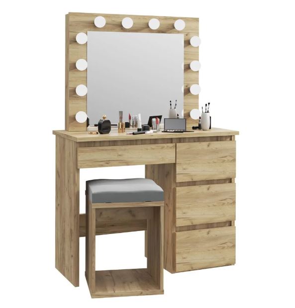 Fésülködőasztal LED tükörrel Cleopatra tölgy craft