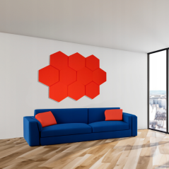 Panou acustic hexagonal 50x50cm, grosime 5cm, roșu