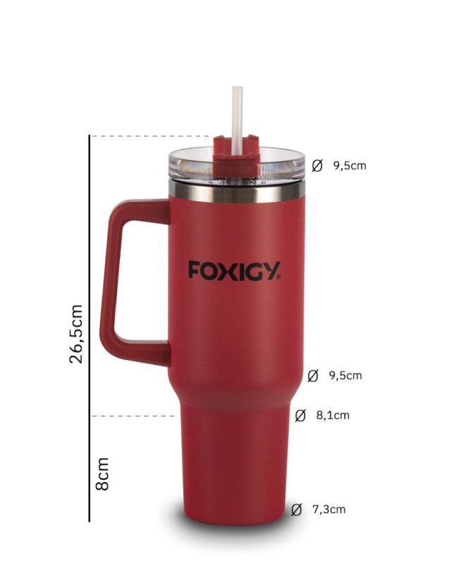 Termo šalica za auto sa slamčicom 1200 ml Bordo