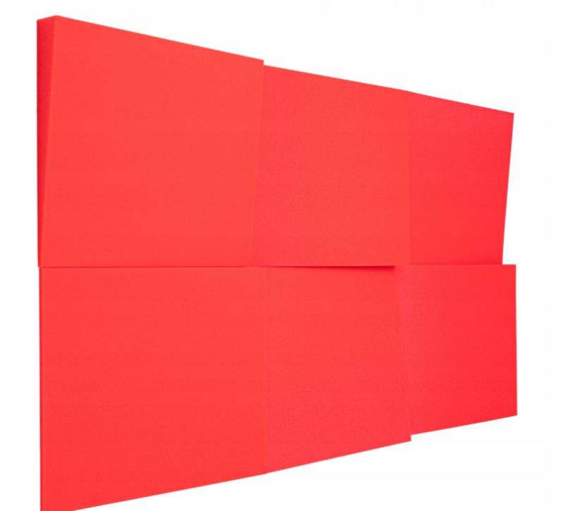 Akustický panel 3D zkosený 50x50cm, tloušťka 5cm, červený