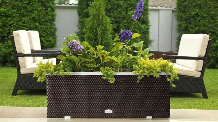 Rattan Pflanzgefäß Novara anthrazit 35x35x60
