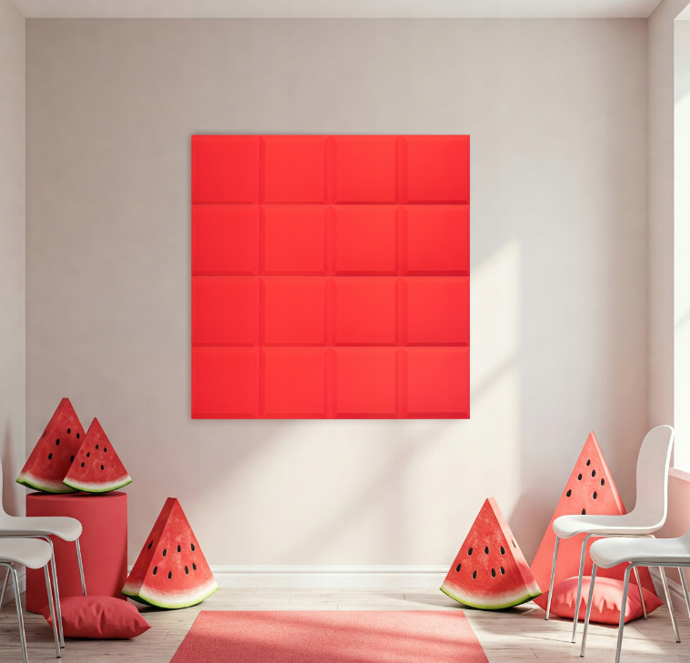 Akustický panel trapéz 50x50cm, tloušťka 5cm, červený