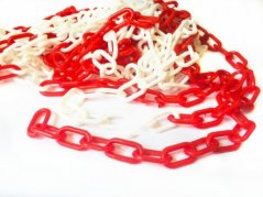Kunststoffkette, 3mm, weiß-rot, 25m