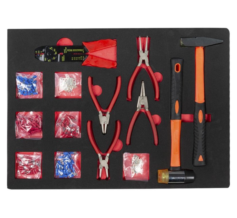 Profesionálny dielenský vozík/ skrinka s náradím 420ks - 7 šuflíkov Black/Red