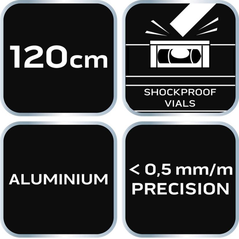 Aluminium-Wasserwaage S 300, 3 Wasserwaagen, 120 cm 71-135
