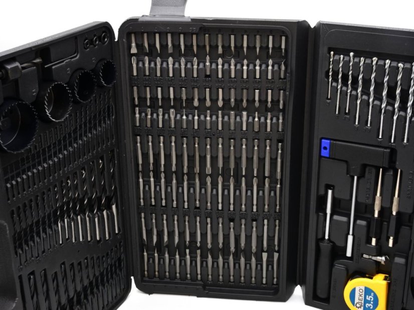 Bit és fúrófej készlet fához, fémhez és betonhoz G38113 217db PROFI