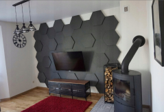 Akustický panel Hexagon 50x50cm, tloušťka 3cm, tmavě šedý