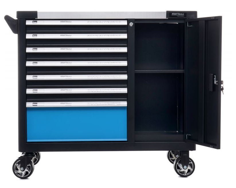 Cărucior pentru scule de atelier 309 buc - 7 sertare + dulap KD1069