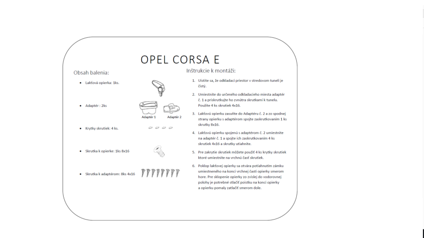 Armlehne Opel CORSA E, schwarz, Stoffbezug