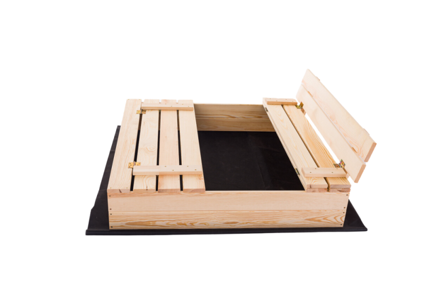 Sandkasten mit Bänken 120cm + Abdeckung + Agrotextil SUN