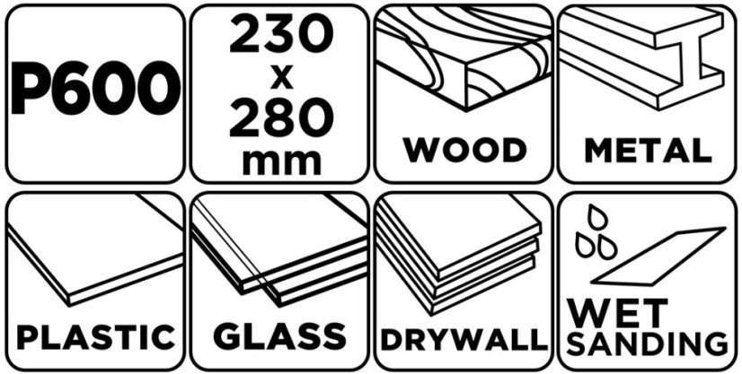 Brusni papir na vodni osnovi 230 x 280 mm, P600 58T223