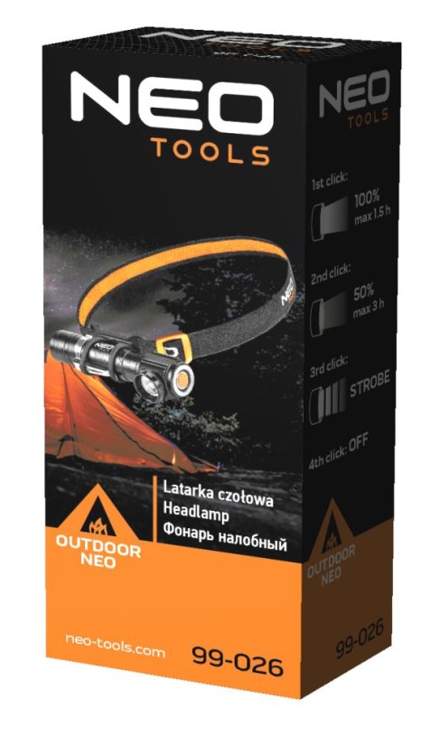 LED čelovka, 800 lm, USB nabíjecí 99-026