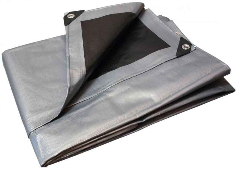 Abdeckplane silber-schwarz 6x8 m 260 g/m2