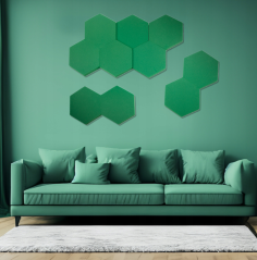 Akustický panel Hexagon 50x50cm, tloušťka 5cm, tmavě zelený