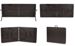 Сгъваема маса за къмпинг 180 см Кафяв ратан