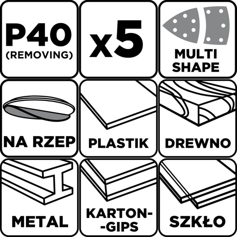Brusni papir s čičkom, željezo 102 x 152 mm, P40, 5 kom, s 11 rupa 58T300