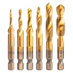 Sada vrtákov s HSS TiN závitom, M3 - M10, šesťhran, 6 ks. 08-959