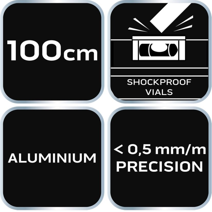 Alumínium vízmérték S 300, 3 palack, 100 cm 71-134