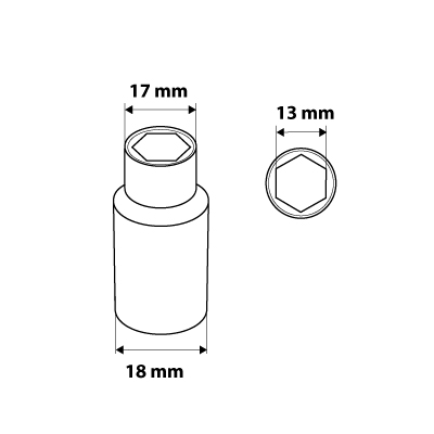 Ștuț hexagonal 3/8" lung, 13 mm 08-188