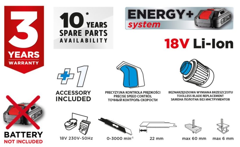 Akku-Schwanzsäge Energy+ 18V, Li-Ion, ohne Batterie 58G017