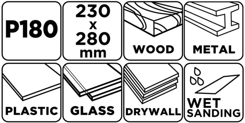 Brusni papir na bazi vode 230 x 280 mm, P180 58T215