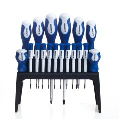 18-teiliges Schraubendreher-Set, Schraubendreher, PH-, PZ-, TORX-, Flach- und Kreuzschlitzschraubendreher im Ständer, Cr-V TA1067