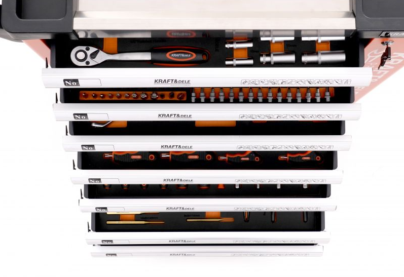 Cărucior pentru scule de atelier 258pcs - 7 sertare KD1067