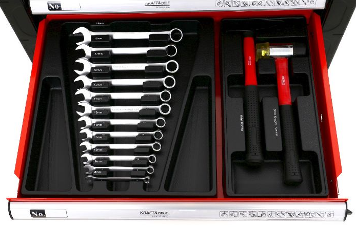 Cărucior de atelier cu unelte 263buc - 6 sertare KD361