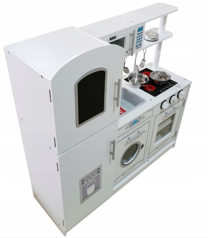 Fa játékkonyha gyerekeknek kiegészítőkkel fehér