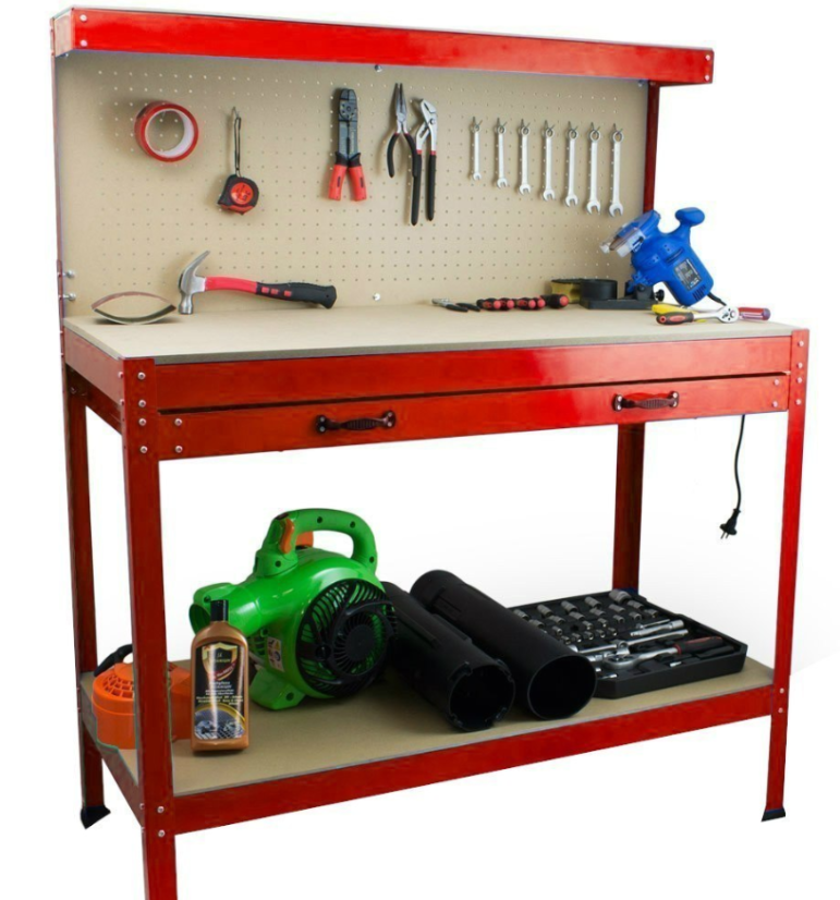 Werkbank für Werkstatt 115x55x140 cm Rot HD17726