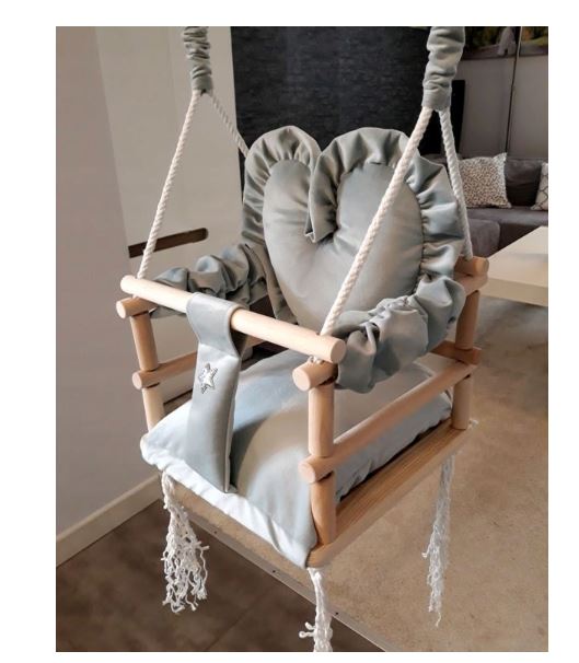 Fából készült gyermek hinta Heart Grey