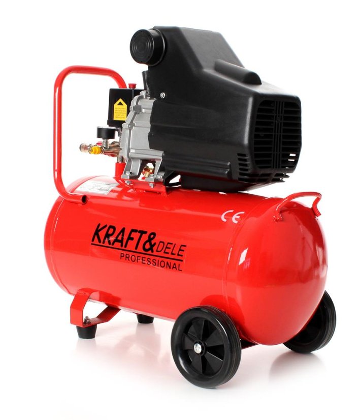 Olajos légkompresszor 50 l, 8 bar, 2,8 kW, 206 l/perc, 230 V, hordozható, műhely/autóipar számára, Kraft&Dele KD401