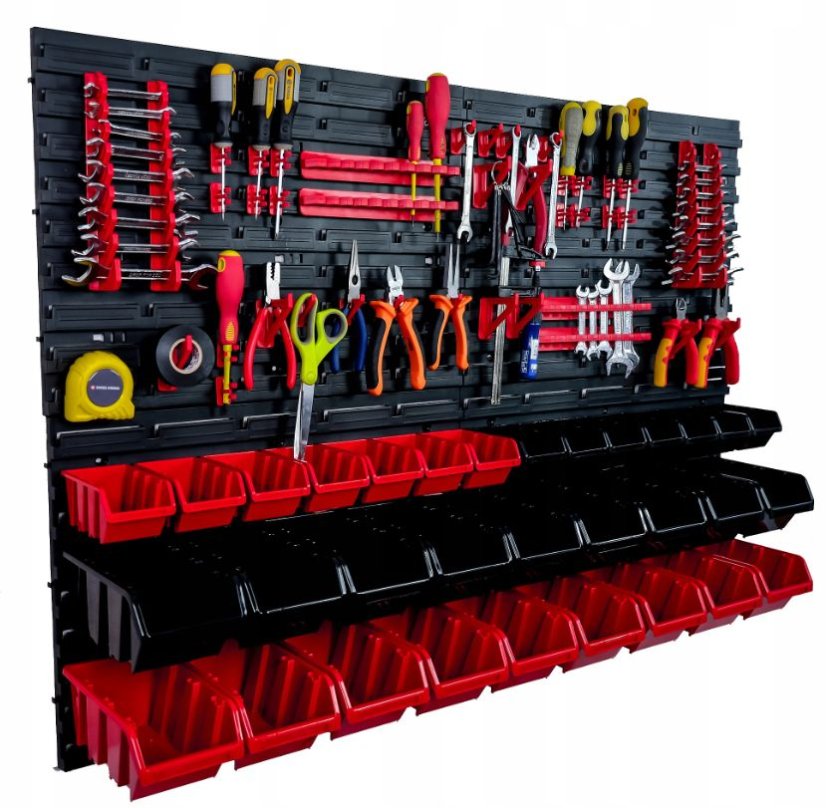 Werkzeugwand 115x78 cm + 32 Fächer