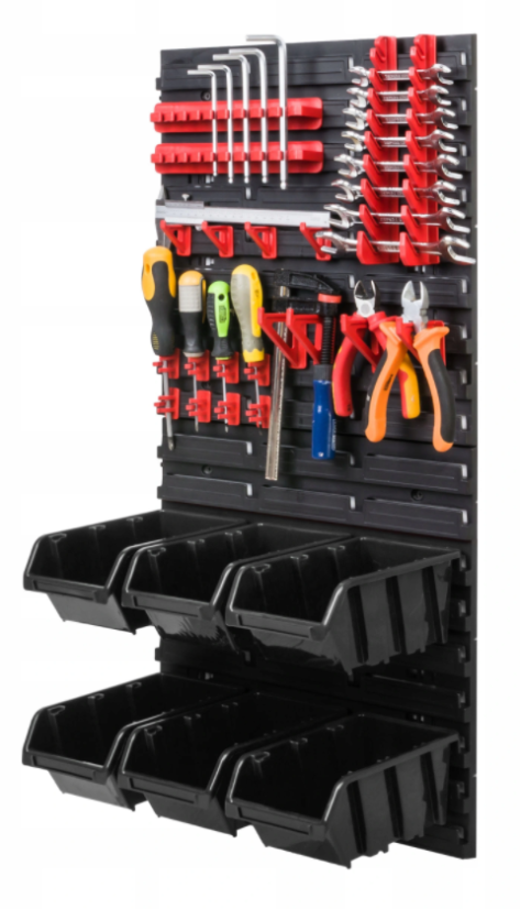 Perete pentru unelte 78x39cm + 6 cutii NEGRE