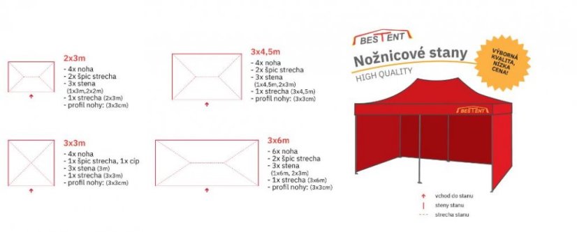 Cort pavilion 3x4,5 ALBASTRU HQ