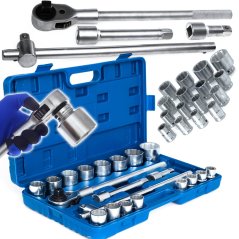 12-kant-Steckschlüssel 3/4" geschmiedet CRV 21 Stück für TIR, Ratsche, große Steckschlüsselköpfe TA206