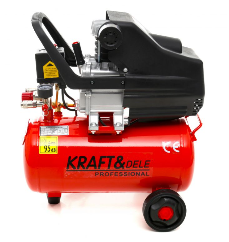 Compresor aer cu ulei 24L, 8 bar, 2.8 kW, 206 l/min, 220V, portabil, pentru atelier și auto – Kraft&Dele KD400