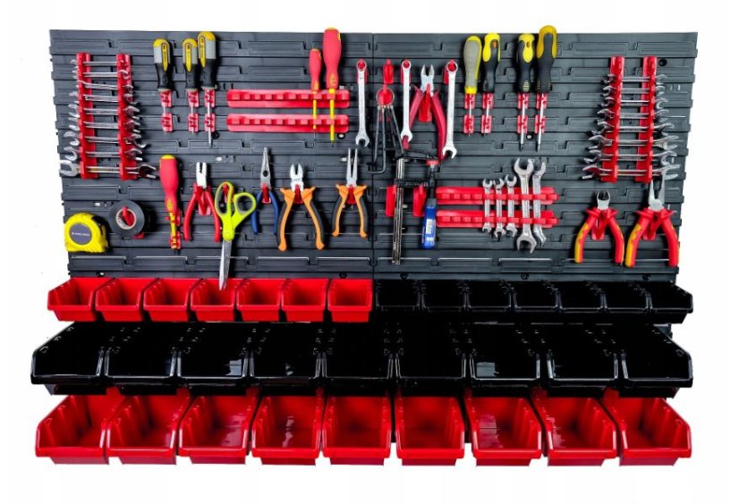 Werkzeugwand 115x78 cm + 32 Fächer