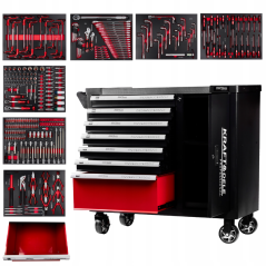 Dielenský vozík s náradím 299ks - 7 šuflíkov + skrinka KD1068