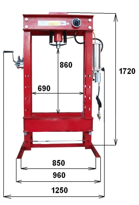 Hydraulický lis 50T - hydraulicko-pneumatická pumpa